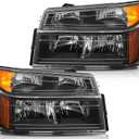 Headlight Assembly for Chevrolet Colorado 2004-2012 for GMC Canyon 2004-2012 for Isuzu i-280 2006 Black Housing Amber Reflector Clear Lens Driver and Passenger Side Headlamp