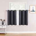 ChrisDowa Small Window Curtains for Kitchen and Bedroom - Grommet Short Thermal Insulated Room Darkening Curtains (2 Panels, Dark Grey, 42 x 36 Inch) (42"W x 36"L (Pack of 2))