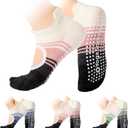 BERVASTO Pilates Socks with Grips for Women, Yoga Socks, Non-Slip Yoga Socks with Toe Separators, Pilates Non Slip Socks (US, Alpha (Alpha), One Size, Regular, 1, blue)