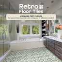 Retro Self Adhesive 12-Inch Vinyl Floor Tiles, 20 Tiles - 12" x 12", Green Medallion Pattern - Peel & Stick, DIY Flooring for Kitchen, Dining Room, Bedrooms & Bathrooms by Achim Home Decor