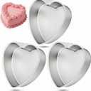Nuogo 3 Pack 8 Inch Heart Shaped Cake Pans Aluminum Heart Cake Mold Baking Pans for Valentine's Day Birthdays Weddings Durable Nonstick Heart-shaped Tins for DIY Baking(Silver)