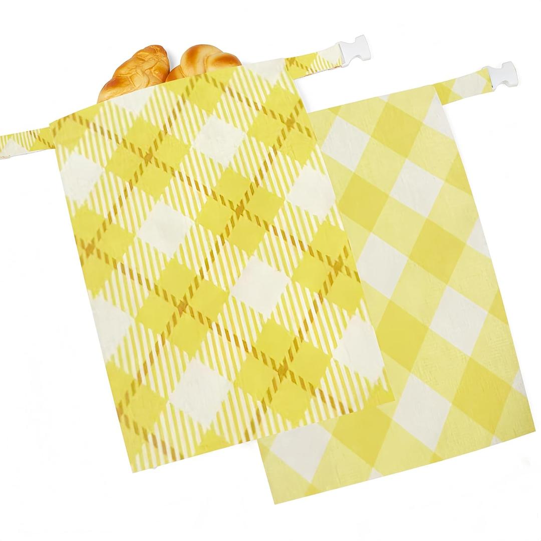 GDDAY Beeswax Bread Bags for Homemade Bread,Reusable Beeswax Bags for Sourdough,Cotton Linen Food Storage Bag to Keep Fresh - Extra Large 2 Pack (Yellow)