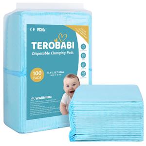 Disposable Changing Pads for Baby, 100 Pack 17.5"x13.5" Ultra Absorbency Diaper Changing Pad Liners, Baby Breathable Disposable Underpads Bed Pads Incontinence Pads, Leak-Proof Portable Baby Pads,Blue