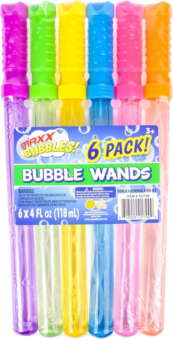 Sunny Days Entertainment Maxx Bubbles 4oz Bubble Wands  6 Pack Bubble Wand Toy | Summer Fun, Outdoor Birthday Party Favors for Kids, 101799 Blue