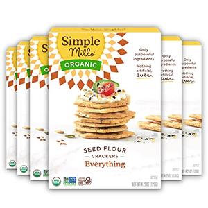 Simple Mills Organic Seed Crackers, Everything - Gluten Free, Vegan, Healthy Snacks, Paleo Friendly, 4.25 Ounce (Pack of 6), Best By: Feb 08 2026
