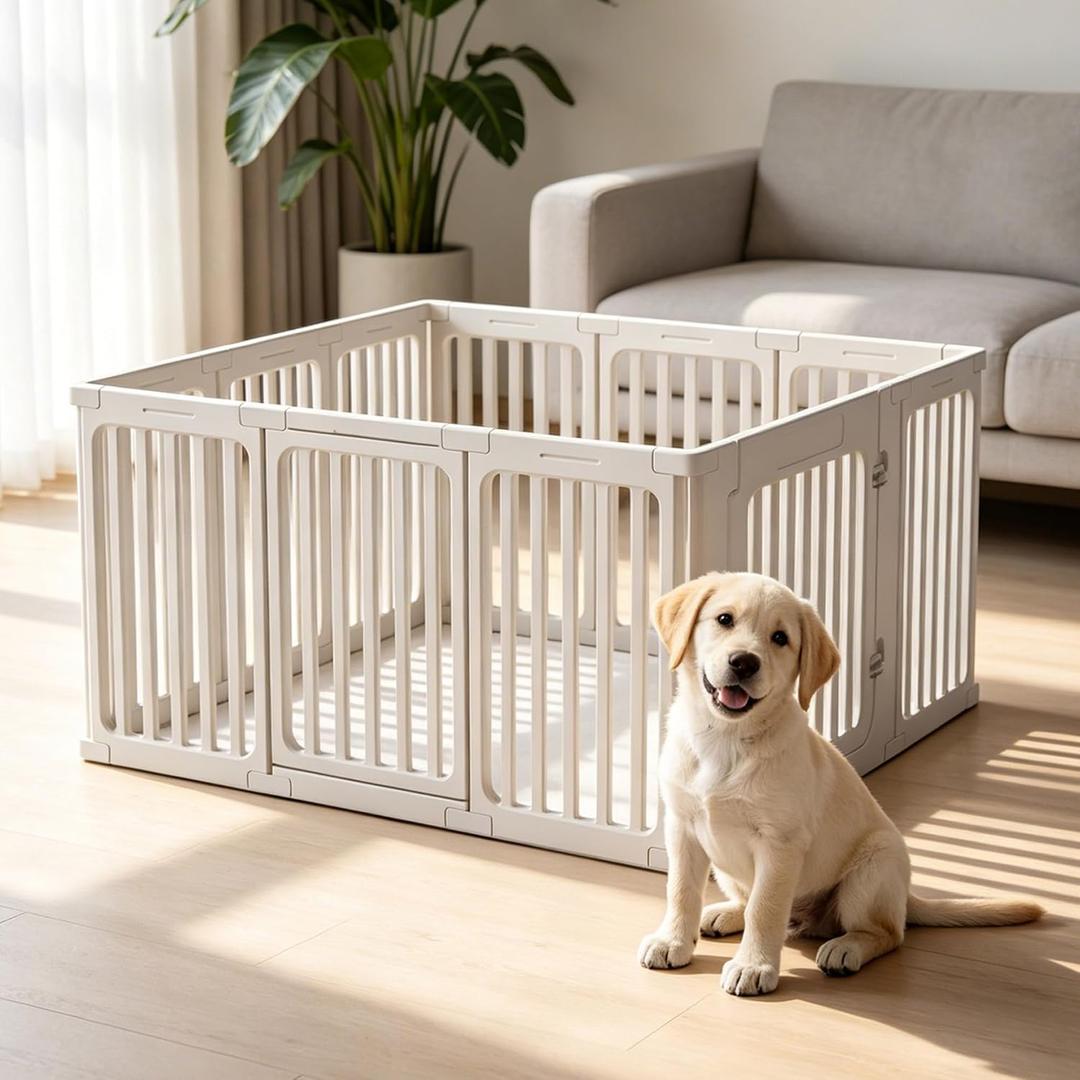 30" Plastic Dog Playpen, 11-Panel Lightweight Pet Play Pen
