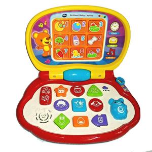 Fisher-Price Baby & Toddler Toy Laugh & Learn Lets Connect Laptop Pretend Computer with Smart Stages for Infants Ages 6+ Months and VTech Brilliant Baby Laptop, Red