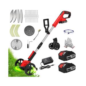 Electric Weed Wacker Eater Battery Powered, Cordless Weed Trimmer with 21V Battery Operated & Charger & 5 Types Blades, No-String Brush Cutter/Lawn Edger/Grass Trimmer for Garden Yard