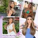 Eawwii Ombre Light Brown With Blonde Glueless Wigs for Women Pre Cut Synthetic Lace Hairline Long Layered Straight Hairstyle 26 Inch