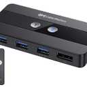 Cable Matters USB 3.0 KVM Switch DisplayPort 1.4 for 2 Computers with 8K@60Hz / 4K@240Hz Display Port Video & 3X 5Gbps USB Ports, FreeSync, G-SYNC and HDR Support - RF Remote Control Switch