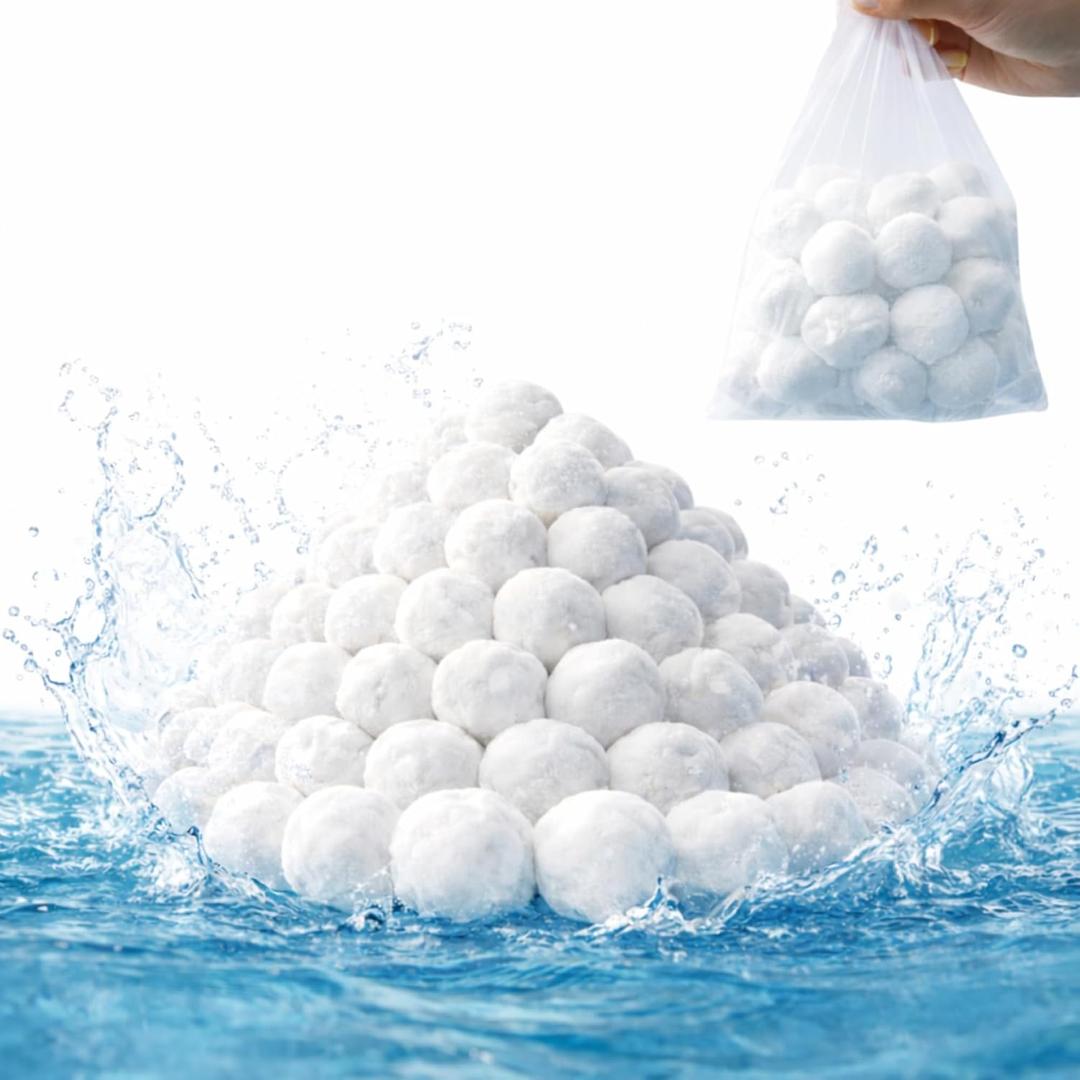 4 lbs Pool Filter Balls for Sand Filter, Reusable Filter Media | Lightweight Sand Replacement with Laundry Bag for Swimming Pool Sand Filter Pumps