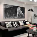 JLXART Wall Wrapped Lion Gallery Canvas Canvas Wall Art Modern Black and White Animal Picture Painting for Home Office Living Room Bedroom Decor,30X58inch