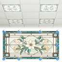 Glooglitter 4 Pcs Retro Floral Fluorescent Light Covers 4 x 2 ft Stained Glass Magnetic Office Light Cover for Ceiling with 10 Magnets Filter Reduce Glare for Classroom School Home
