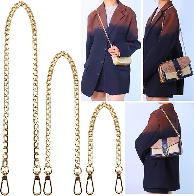 Hongbaite 3 Pack Gold Metal Chains for Purse Strap Wallet Bag Chain Replacement (16",36",48"), 
