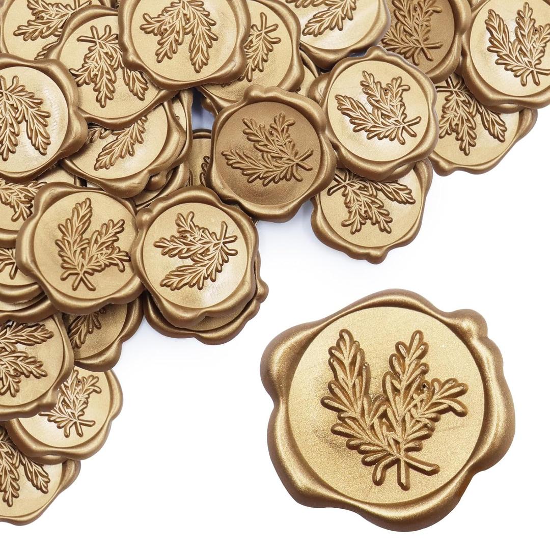 30 Pcs Gold Wax Seal Stickers Self Adhesive Rosemary Gold Envelope Wax Seal Stickers Wedding Vintage Embossed Invitation Envelope Stickers for Christmas Birthday Valentine Bridal Shower Party