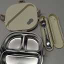 Stainless Steel Bento Box, 800ml Leakproof Lunch Box, Easy To Open And Close, Food Storage Container For Outings, Picnics, And Travels (3 Compartments)