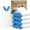 Small Trash Bags 1.6 Gallon, 360 Count -1.2 Mil Drawstring Mini Garbage Bags, White Plastic Trash Can Liners for Bathroom Accessories, 6 Liter, Bedroom, Dorm Room Essentials, Office