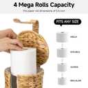 StorageWorks Wicker Water Hyacinth Freestanding Toilet Paper Holder Stand with Storage, Farmhouse Covered Toilet Paper Stand for 4 Rolls with Cloth Lining, Tissue Holder for Bathroom Decor with Shelf