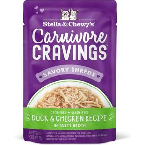 Stella & Chewy's Carnivore Cravings Wet Cat Food - Premium Pouches - Grain Free, High Protein Duck & Chicken - Perfect for Picky Eaters - Complete Meal or Topper (2.8 oz, 12 Pack) BB DEC 20 2025