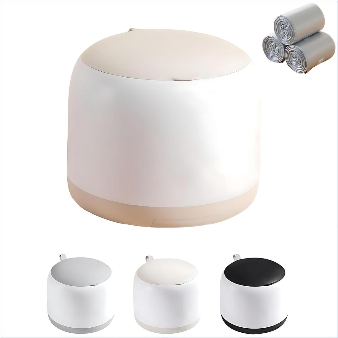 Small Desk mini Trash can Desktop Tiny Garbage can Office Waste Basket with lid with Bracket Home Office Bedroom Living Room Kitchen Garbage Sundries, Includes 90 Trash Bags(Beige-White)