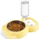 Dog Bowls, Cat Food and Water Bowl Set with Water Dispenser and Stainless Steel Bowl for Cats and Small Dogs - Yellow