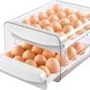 Zagtag Egg Holder for Fridge, 2-Tier Stackable 40 Eggs Organizer Drawer for Refrigerator, Space-Saving Egg Container, Clear Plastic Egg Tray for Kitchen Storage