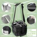 Reusable Drink Carrier With Handle,4 Cup Water Bottle Holder With Strap & Adjustable Dividers,Upgraded Portable Foldable Water Bottle Bag With Dual Elastic Straps, Leak-Proof,Coffee Cup Holder