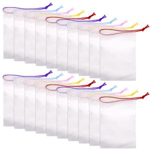 QfwdfcTrenz 20PCS Exfoliating Soap Bag Handmade Soap Bubble Mesh Bags Double Layer Thicken Foam Net Soaps Saver Sack Exfoliating Soaps Saver Pouch Drawstring Holder Bags for Bath & Shower, Colorful