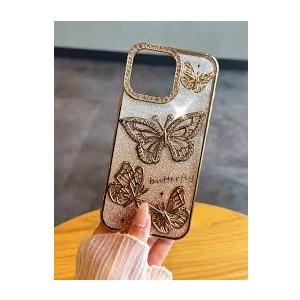 BITOBE Designed for iPhone 14 Plus Case, Cute 3D Butterfly Case Slim Plating Glitter Bling Luxury Cover for Women Girls Protective Camera Protection Bumper 6.7" Gold