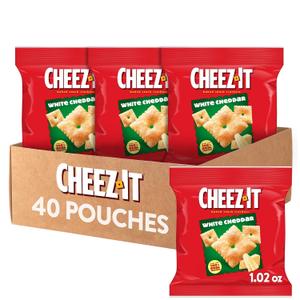 Cheez-It Cheese Crackers, Baked Snack Crackers, Lunch Snacks, White Cheddar (40 Packs) BBD: 06-09-27