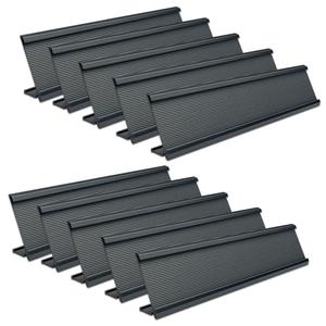 10 Pack 2" x 10" Aluminum Desk Name Plate Holder, Office Name Plate Holder for Desks, Desk Sign Holder for Office Conference, Meeting Room or Other Business Event (Black)
