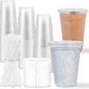 100 Pack 12 oz Disposable Coffee Cups with Lids and Straws - Clear Plastic Smoothie Cup, Sturdy and Leakproof Ice Coffee Cups, To Go Cups for Cold Drinks (EXP 07/14/26)
