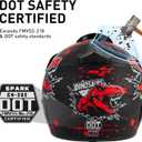 SPARK Youth Kids Dirt Bike Helmets - Lightweight & Vented, Full Face, 4Pcs Set with Gloves, Goggles & Mask for Ages 5-14 (Motocross ATV Off-Road) DOT Approved, Large