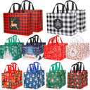 YANGTE 20 Pack Christmas Gift Bags Assorted Sizes, Reusable Tote Bags with Handle, Includes 4 Large 8 Medium 8 Small Non-Woven Christmas Bags for Xmas Party Favors