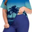 Inno Women's Plus Size 2 Piece Rash Guard Swimsuits Short Sleeve with Boyshorts UPF 50+ Surfing Swimwear 1X 2X 3X 4X 5X 6X