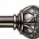 Antique Nickel Curtain Rods for Windows 18 to 144 Inches,Adjustable Decorative Drapery Rods,Heavy Duty Curtain Rod with Netted Ball Finials