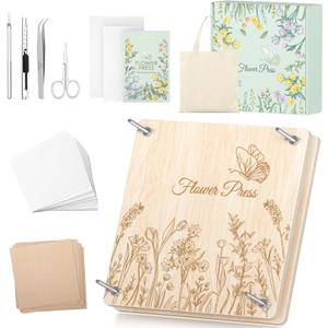 Wakhow Flower Press Kit  11" x 11" Large Wooden Flower Presser for Adults & Teens | DIY Bouquet Preservation & Dried Flower Art | Ideal Gift for Nature & Craft Lovers