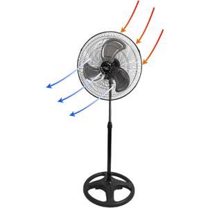 Vie Air 18 Inch Industrial Heavy Duty Pedestal Oscillating Metal Stand Fan, Black