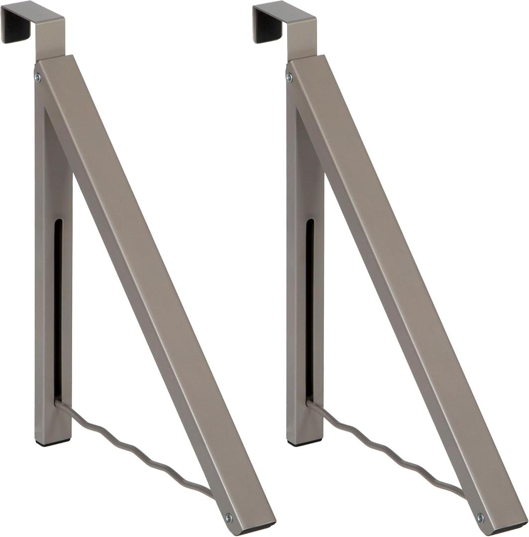 HOLDN STORAGE Over The Door Hanger - Single Foldable Rack Organizer for Hanging Clothes, Coats & Towels, Ideal for Dorm Rooms, Laundry, Bathrooms, Etc - Holds up to 20 LBs - Satin Nickel (2 Pack)