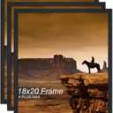 A PLUS MAX 18x20 Picture Frame Set of 3, Black Engineered Wood Frame for 18 x 20 Inch Picture Poster Photo, Light Weight 18 by 20 Frame with Wood-grain for Wall - 3 Pack/Black/18 x20