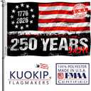 250th Anniversary Commemorative Flag 3x5 ft | Exclusive Black-Red-White Colorway 200D Weather-Resistant Polyester Double-Sided Triple-Layer Construction Indoor/Outdoor Use 2026 Patriotic Decor