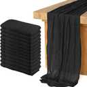 12 Pack Cheesecloth Table Runner 10Ft Christmas Gauze Boho Table Runners for Wedding Decor Bridal Shower Decorations Baby Shower Party(35" x 120")(Black)