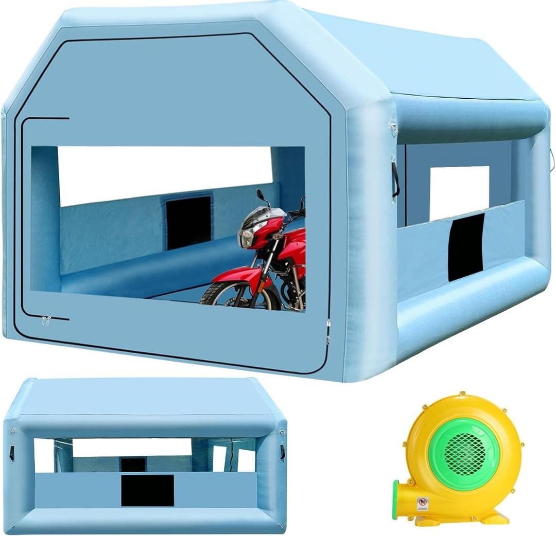 LVAOSTT Paint Booth 12.5x10x10FT Inflatable Paint Booth Portable Spray Booth Tent with Blower Air Filter System for DIY Spray Car Truck Motorcycle Garage Furniture Part Painting