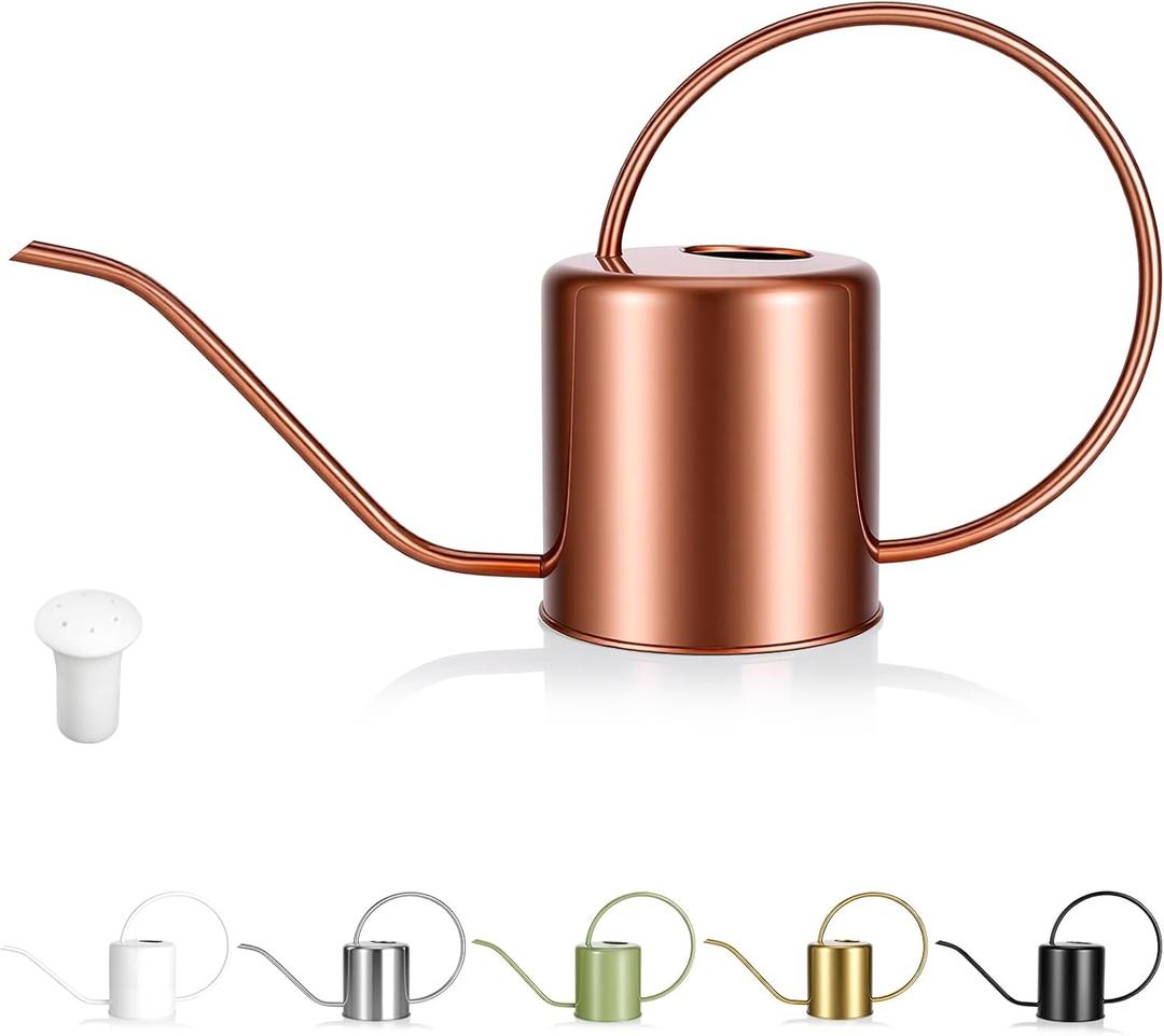 Plant Watering Can, 50 oz / 1500 ml Stainless Steel Metal - Modern Decorative with Long Spout for Indoor Potted Plants, Bonsai, Garden Flowers, Copper