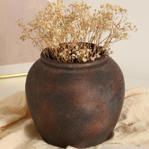Farmhouse Vase for Home Decor, Vintage Rustic Terracotta Flower Vase Suitable for Home Decor, Living Room, Shelf, Dining Table. ZSHLXM (7*6.5IN, Retro-1)