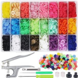 EuTengHao 1440Pcs Plastic Snap Buttons No-Sew Snap Fasteners T5 Snaps with Snaps Pliers Kit for Clothing Sewing,Rain Coat,Bibs,Clothes Crafting(24 Colors,360Sets)