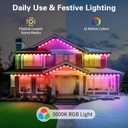 32ft Multicolor RGB LED Eaves Lights, 25 LED, Smart App & Remote Control, IP67 Waterproof, Permanent Outdoor Lights for Garden, Holiday, Christmas
