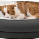 Medium Dog Bed with Bolster, Medium Dog Bed for Medium Dogs, Dog Bed Washable with High-Density Foam Base, Washable Zippered Cover, Non-Slip Bottom, M