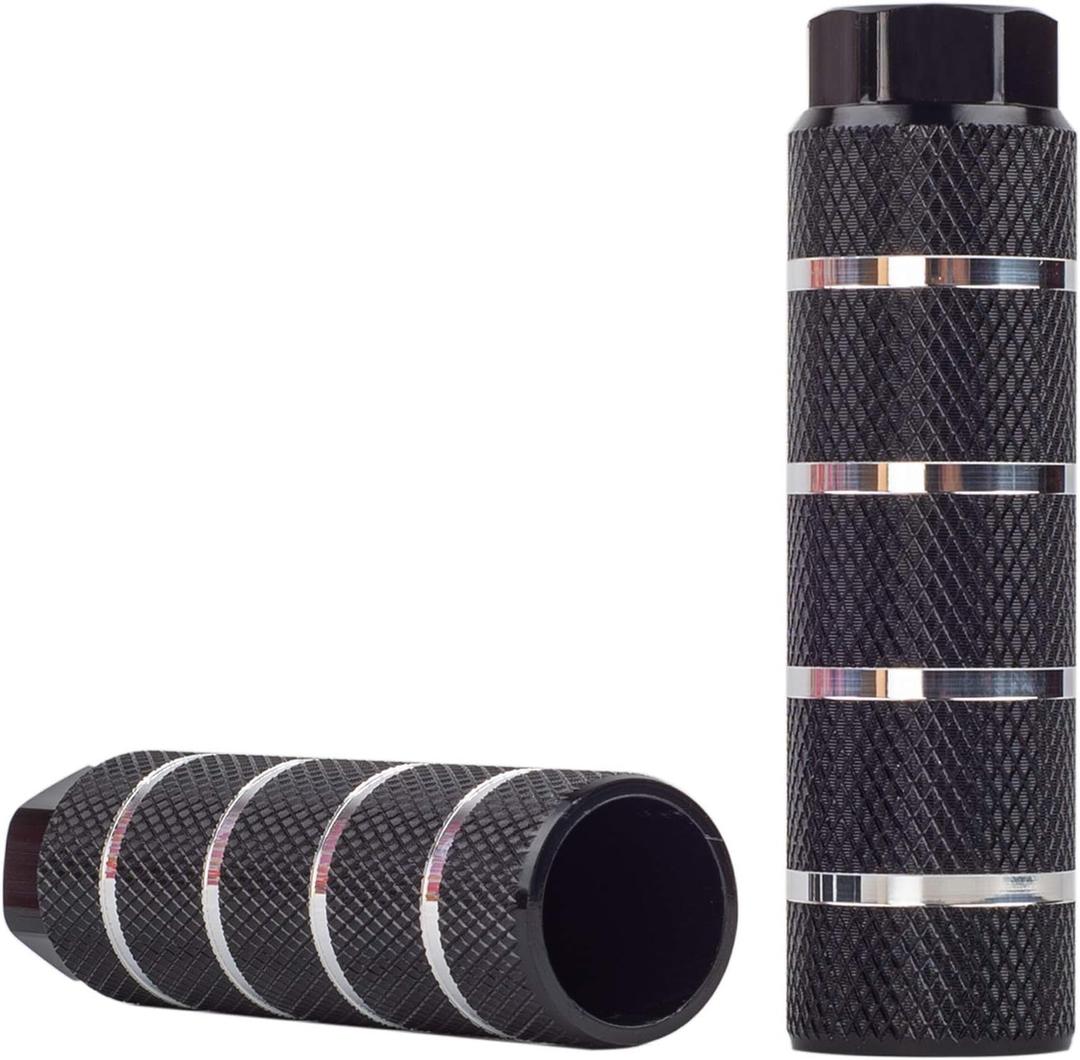 Bike Pegs 2Pcs Aluminum Alloy Anti-Skid Lead Foot Bicycle Pegs 3/8 inch Axles (Black strip)