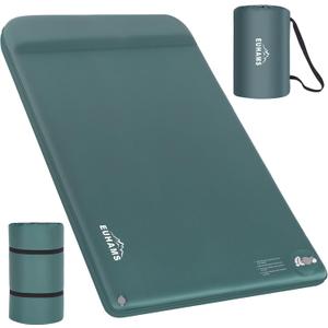 EUHAMS Camping Sleeping Pad Ultra-Thick Self-Inflating Memory Foam Mattress with Pillow, Double Camping Pad with Foot Pump, Portable 4-Season Sleeping Mat for Car, Tent & Travel, Full Size
